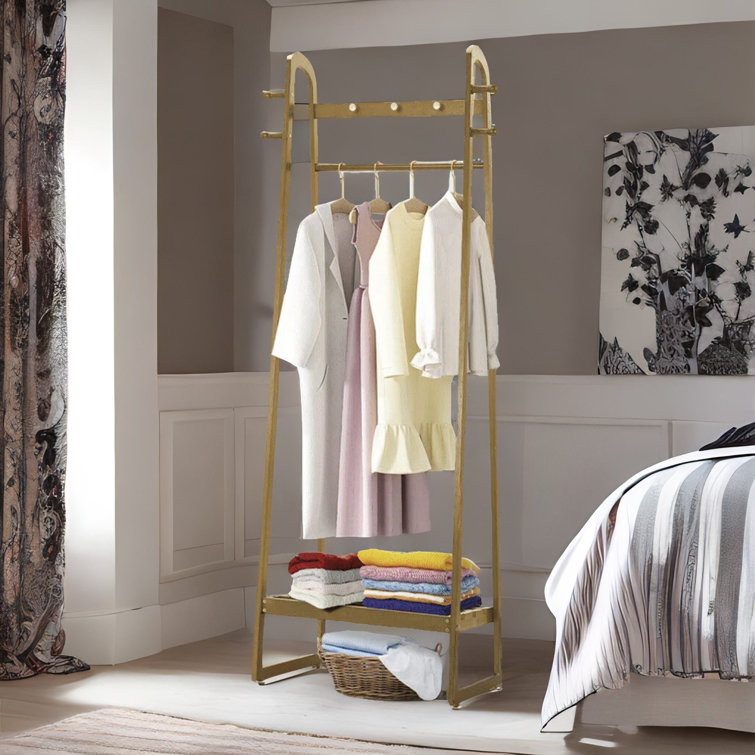 Borough Wharf Natural Open Wardrobe Clothes Rack With Storage Shelf | Wayfair.co.uk